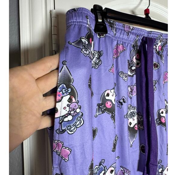 SANRIO KUROMI Sleep Pants NEW Purple Black Drawstring Pull-on Pants Size M - Picture 5 of 5